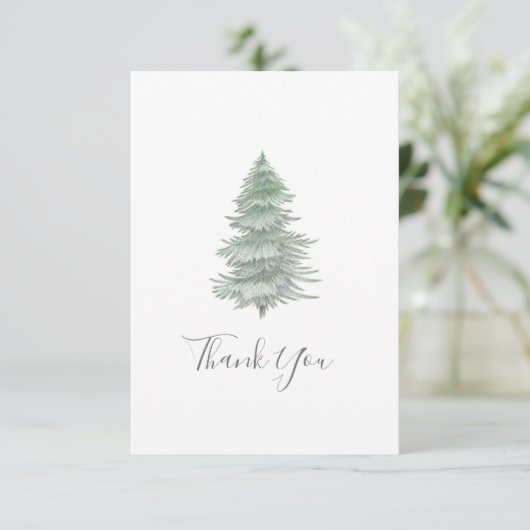 Hand Drawn Evergreen Tree Dankeskarte (Stehend Vorderseite)