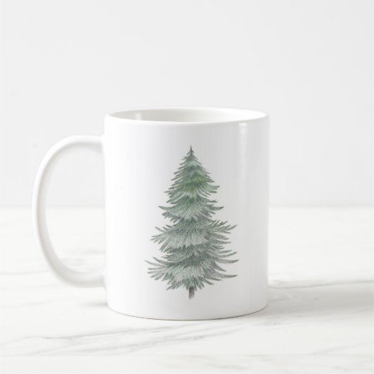 Hand Drawn Evergreen Tree Kaffeetasse (Links)