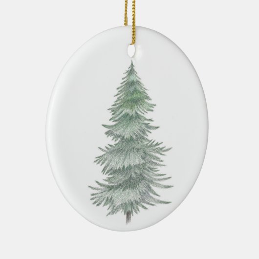Hand Drawn Evergreen Tree Keramik Ornament (Rechts)