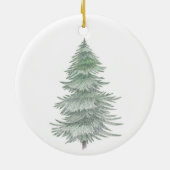 Hand Drawn Evergreen Tree Keramik Ornament (Hinten)