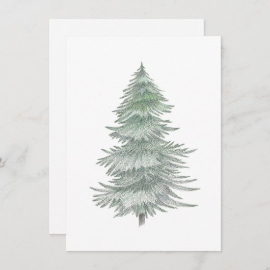 Hand Drawn Evergreen Tree Mitteilungskarte (Vorne/Hinten)