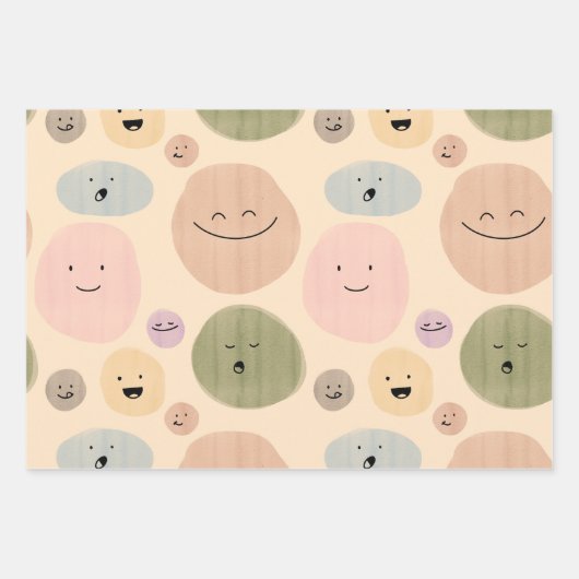 Hand-drawn Facial Expressions Seamless Pattern Geschenkpapier Set (Vorderseite 2)