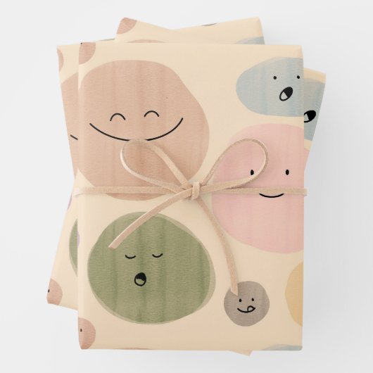 Hand-drawn Facial Expressions Seamless Pattern Geschenkpapier Set (Beispiel)