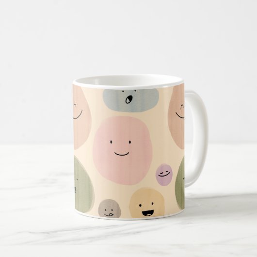 Hand-drawn Facial Expressions Seamless Pattern Kaffeetasse (VorderseiteRechts)
