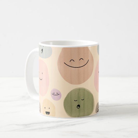 Hand-drawn Facial Expressions Seamless Pattern Kaffeetasse (Vorderseite Links)