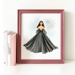 Hand-Drawn Fashion Sketch ,Luxury Art Print Poster