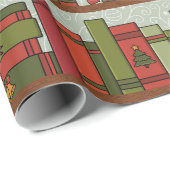 Hand Drawn Festive Bookshelf Wrapping Paper Roll Geschenkpapier (Rolleneckpunkt)