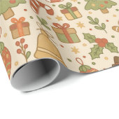 Hand Drawn Festive Christmas Wrapping Paper Roll Geschenkpapier (Rolleneckpunkt)