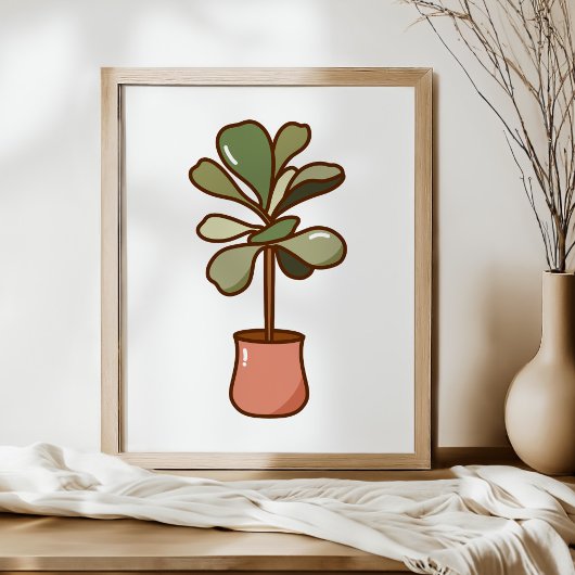 Hand-Drawn Fiddle Leaf Fig Plant Art Poster
