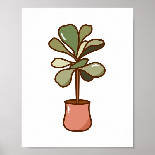 Hand-Drawn Fiddle Leaf Fig Plant Art Poster (Vorne)
