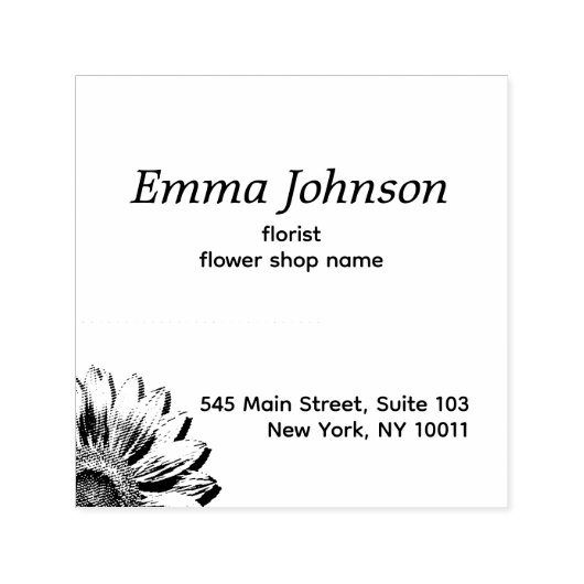 Hand-Drawn Floral Accent | Custom Business Rubber  Permastempel (Design)