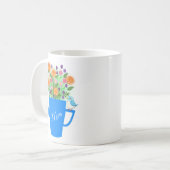 Hand-drawn Floral Bird Art Mothers Day gift Kaffeetasse (Vorderseite Links)