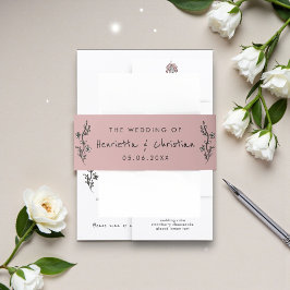 Hand Drawn Floral Blush Wedding Invitation Einladungsbanderole