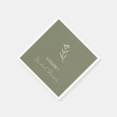 Hand Drawn Floral Botanical Scribble Bridal Shower Serviette (Ecke)