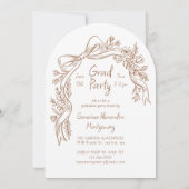 Hand Drawn Floral Bow Arch Photo Graduation Party Einladung (Rückseite)