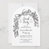 Hand Drawn Floral Bow Arch Photo Graduation Party Einladung (Rückseite)