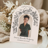 Hand Drawn Floral Bow Arch Photo Graduation Party Einladung