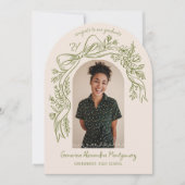 Hand Drawn Floral Bow Arch Photo Graduation Party Einladung (Vorderseite)