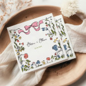 Hand Drawn Floral Bow Wedding Serviette