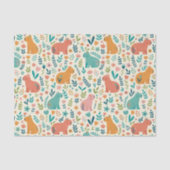 Hand Drawn Floral Capybara Tissue Paper Seidenpapier (Vorderseite)