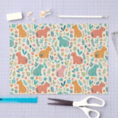 Hand Drawn Floral Capybara Tissue Paper Seidenpapier (Handwerk)