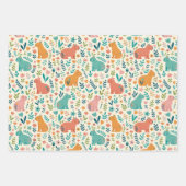 Hand Drawn Floral Capybara Wrapping Paper Sheets Geschenkpapier Set (Vorderseite)