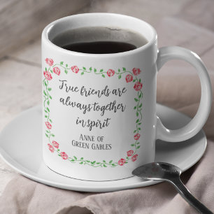 Hand-Drawn Floral Literary Friendship Quote Kaffeetasse