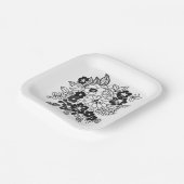 Hand Drawn Floral Motif Pappteller (Gewinkelt)