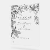 Hand Drawn Floral Wedding Acrylschild (Winkel)