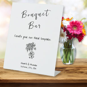 Hand Drawn Floral Wedding Bouquet Bar Sockelschild