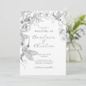 Hand Drawn Floral Wedding Einladung (Stehend Vorderseite)