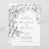Hand Drawn Floral Wedding Einladung (Vorne/Hinten)