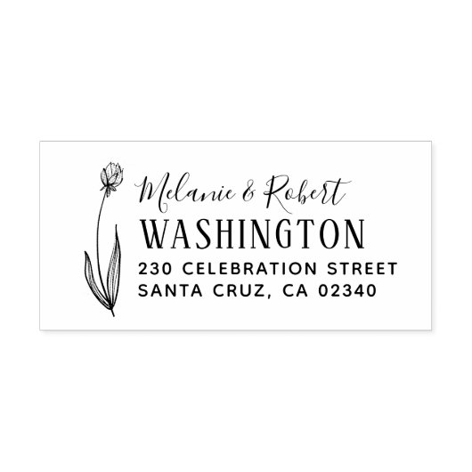 Hand Drawn Floral Wedding Rücksendeadresse Gummistempel (Prägung)
