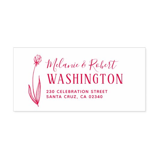 Hand Drawn Floral Wedding Rücksendeadresse Permastempel (Design)