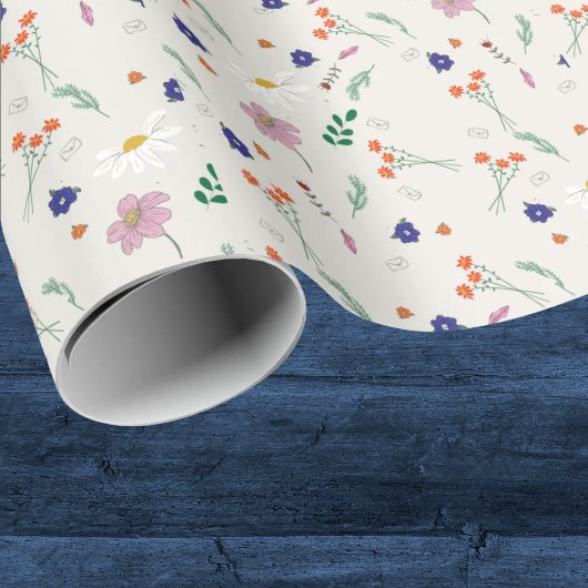 Hand Drawn Floral Whimsical Flowers Wedding  Geschenkpapier