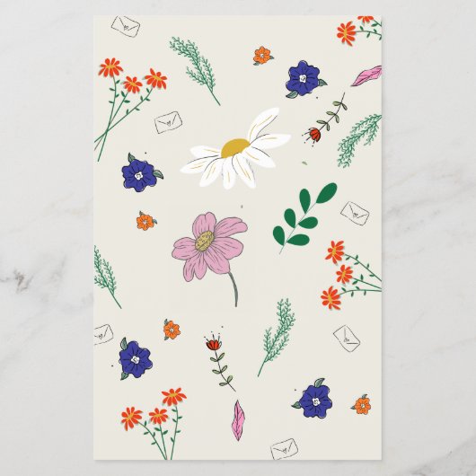 Hand Drawn Floral Whimsy Elegant Simple Menu Flyer (Hinten)
