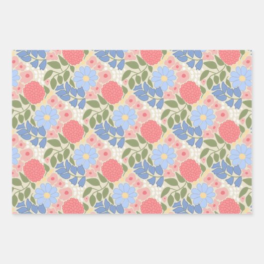 Hand-Drawn Floral Wrapping Paper Geschenkpapier Set (Vorderseite)