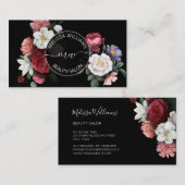 Hand drawn Flowers Logo Black Visitenkarte (Vorne/Hinten)