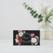 Hand drawn Flowers Logo Black Visitenkarte (Stehend Vorderseite)