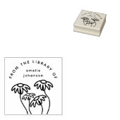 Hand-drawn Flowers Simple Custom Library Book Gummistempel (Stempel)