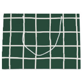 Hand Drawn Forest Green and White Grid Holiday Große Geschenktüte (Vorderseite)