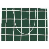 Hand Drawn Forest Green and White Grid Holiday Große Geschenktüte (Rückseite)