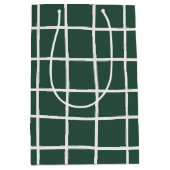 Hand Drawn Forest Green and White Grid Holiday Mittlere Geschenktüte (Vorderseite)