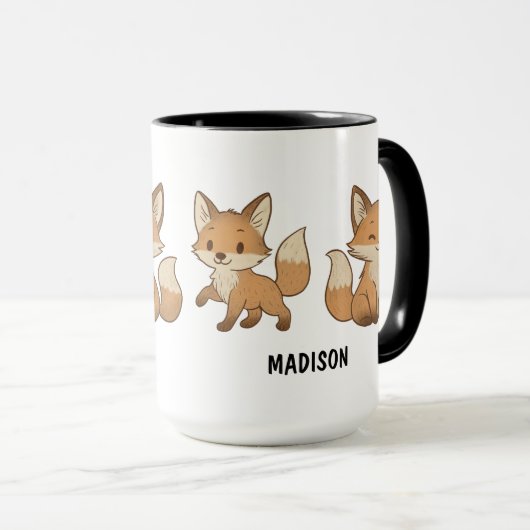 Hand Drawn Fox Custom Cute Tasse (VorderseiteRechts)