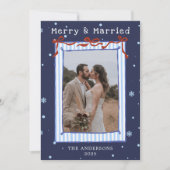 Hand Drawn Frame with Red Bows Merry Married   Dankeskarte (Vorderseite)