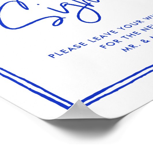 Hand Drawn French Blue Kindly Sign Gästebuch-Zeich Poster (Ecke)