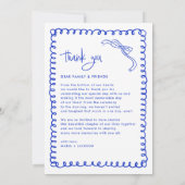 Hand Drawn French Blue Wedding Foto Dankeskarte (Rückseite)