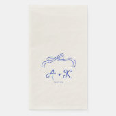 Hand Drawn French Blue Wedding Monogram Serviette (Vorderseite)