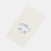 Hand Drawn French Blue Wedding Monogram Serviette (Ecke)