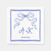 Hand Drawn French Blue Wedding Monogram Serviette (Vorderseite)